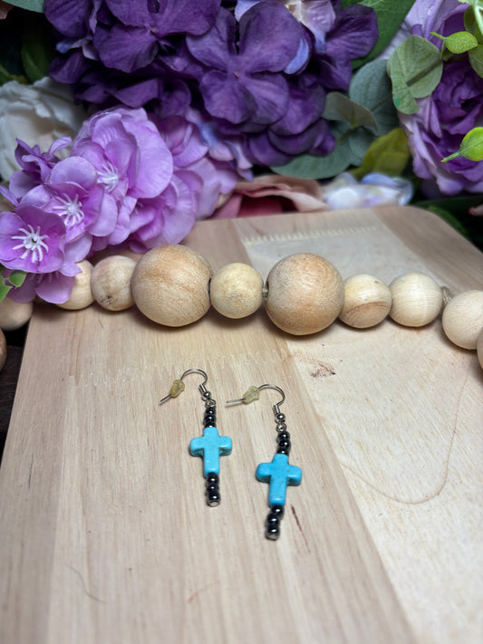 Turq Cross Earrings