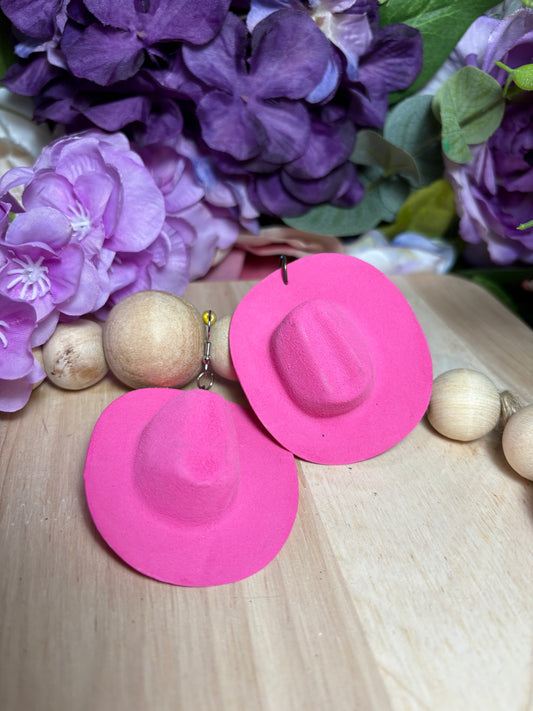 Pink Cowboy Hat Earrings