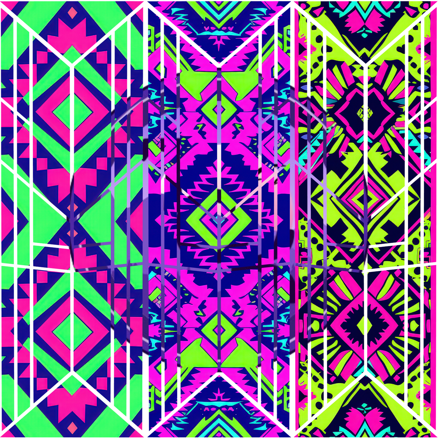 Bright Neon Aztec Deconstruct 10x10