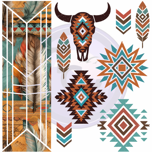 Western Boho Feathers Deconstruct sheet 10x10